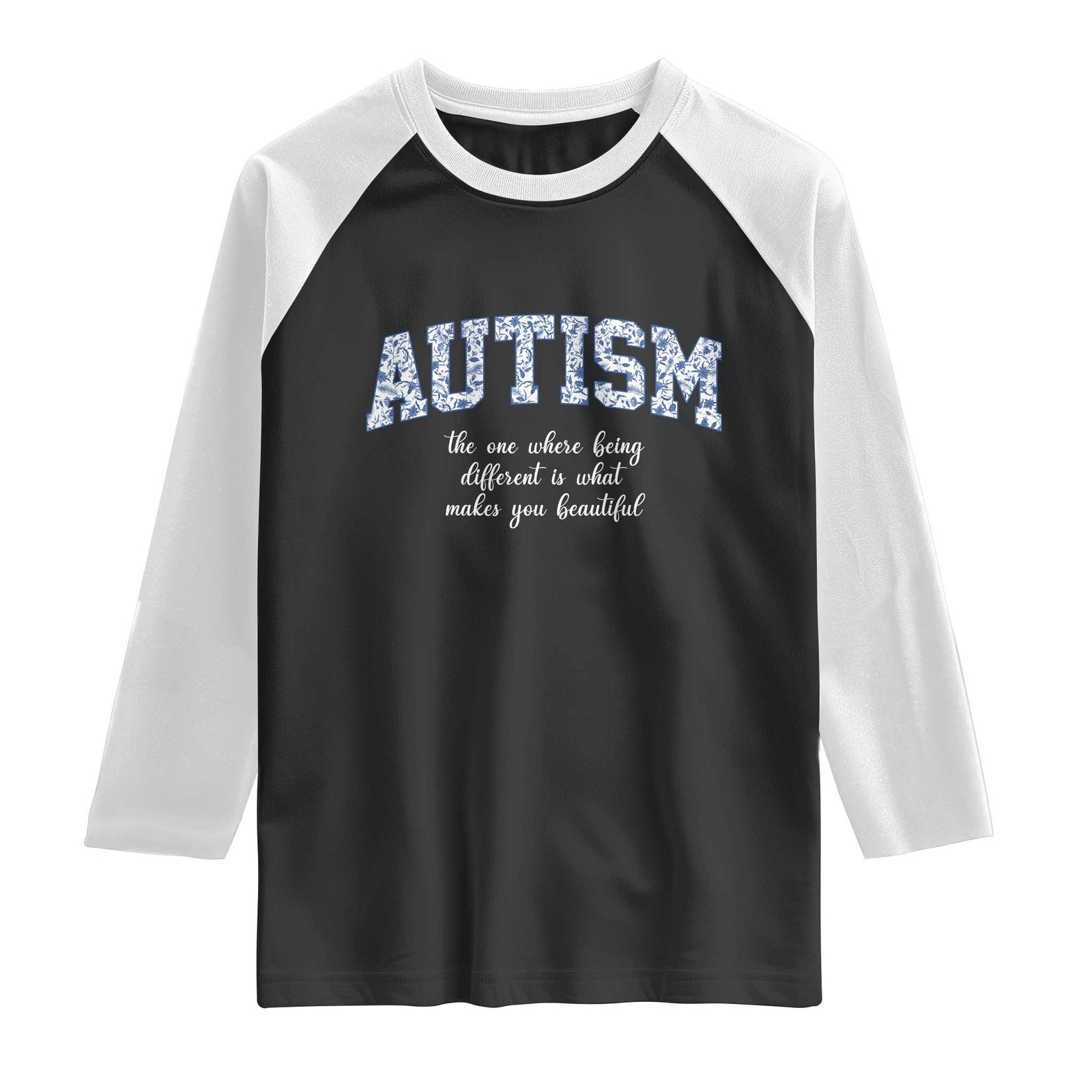 Autism Acceptance Raglan Shirt Autistic Acceptance Inspirational TS14 Black White Print Your Wear