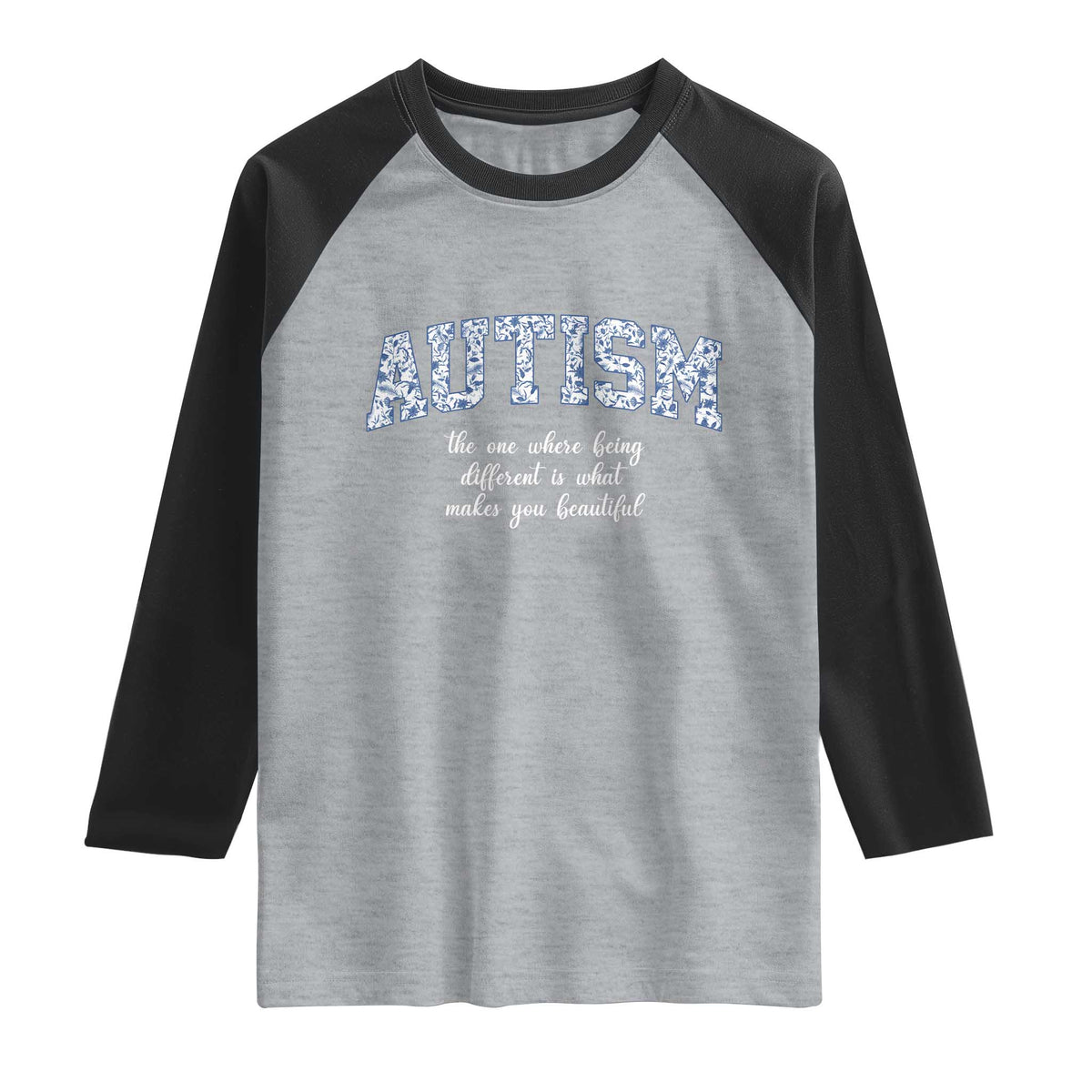 Autism Acceptance Raglan Shirt Autistic Acceptance Inspirational TS14 Heather Gray Black Print Your Wear