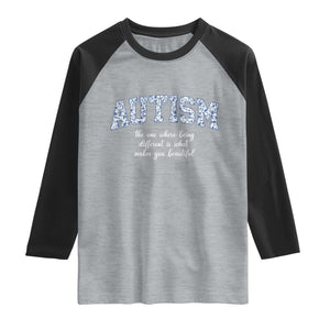 Autism Acceptance Raglan Shirt Autistic Acceptance Inspirational TS14 Heather Gray Black Print Your Wear