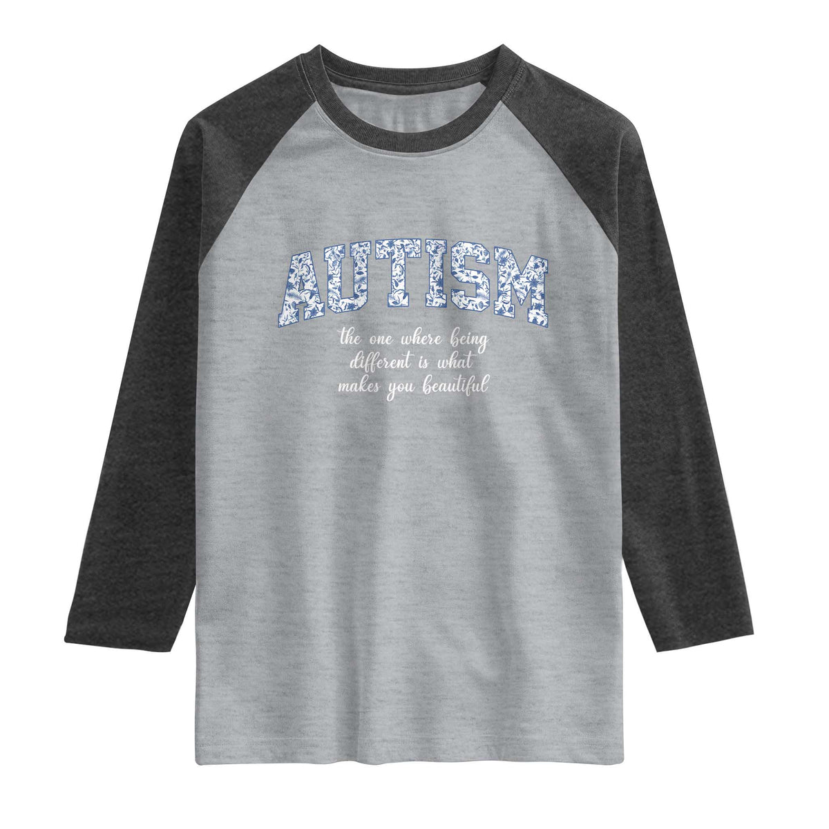 Autism Acceptance Raglan Shirt Autistic Acceptance Inspirational TS14 Heather Gray Heather Charcoal Print Your Wear