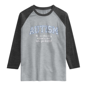 Autism Acceptance Raglan Shirt Autistic Acceptance Inspirational TS14 Heather Gray Heather Charcoal Print Your Wear