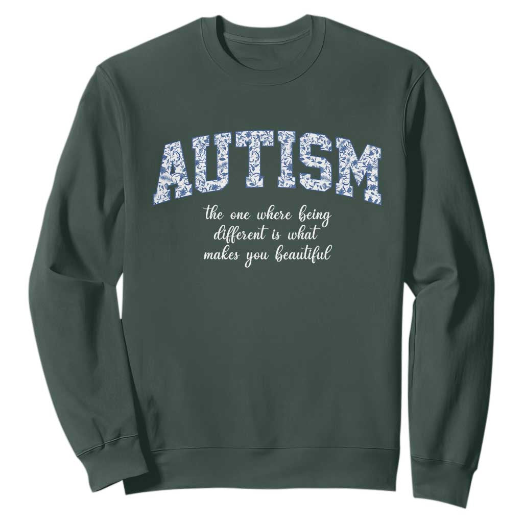Autism Acceptance Sweatshirt Autistic Acceptance Inspirational TS14 Dark Forest Green Print Your Wear