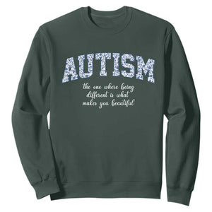 Autism Acceptance Sweatshirt Autistic Acceptance Inspirational TS14 Dark Forest Green Print Your Wear