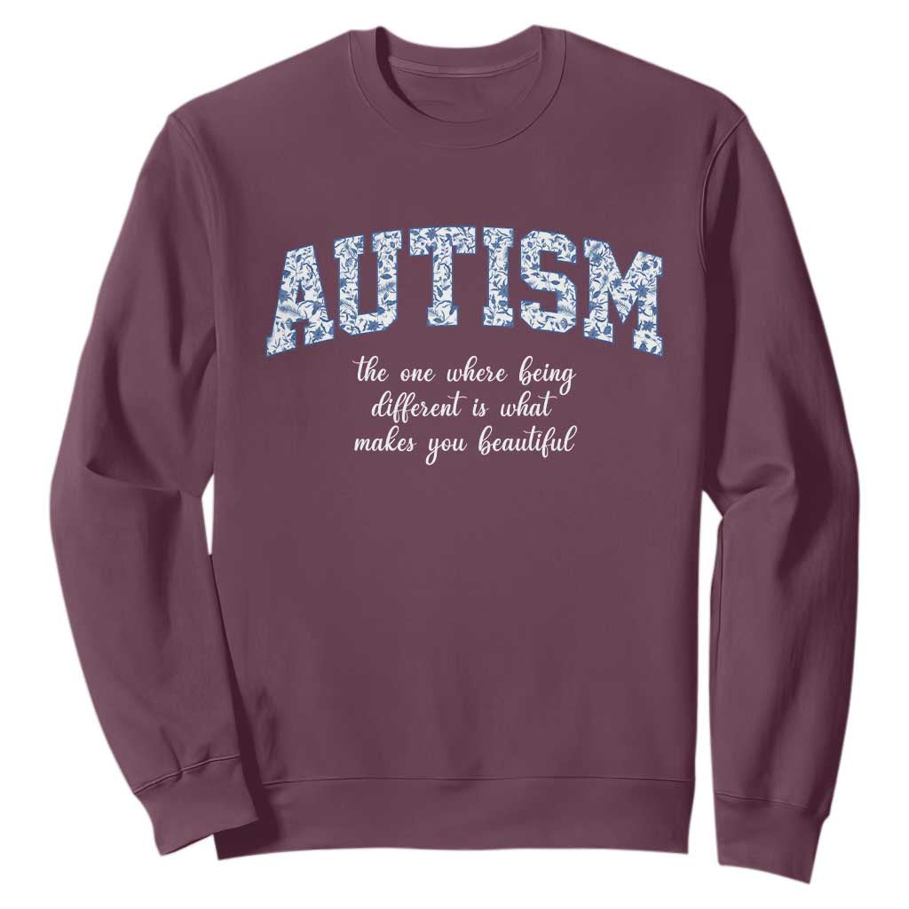 Autism Acceptance Sweatshirt Autistic Acceptance Inspirational TS14 Maroon Print Your Wear