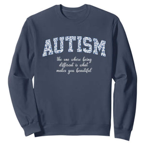 Autism Acceptance Sweatshirt Autistic Acceptance Inspirational TS14 Navy Print Your Wear