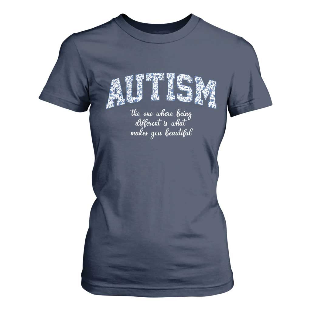 Autism Acceptance T Shirt For Women Autistic Acceptance Inspirational TS14 Navy Print Your Wear