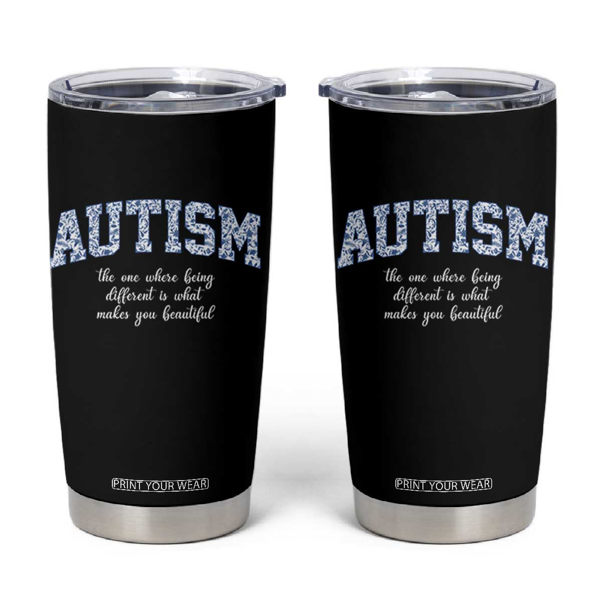Autism Acceptance Tumbler Cup Autistic Acceptance Inspirational TS14 Black Print Your Wear