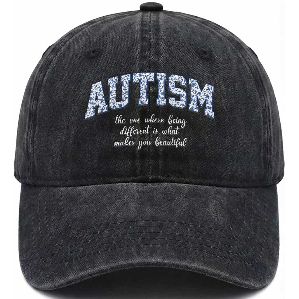 Autism Acceptance Washed Cotton Baseball Cap Autistic Acceptance Inspirational TS14 Print Your Wear