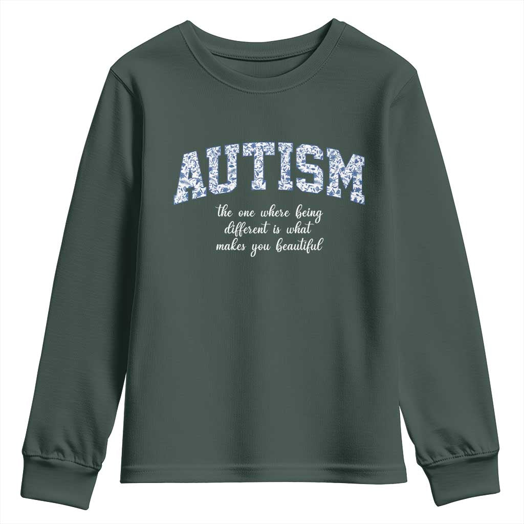 Autism Acceptance Youth Sweatshirt Autistic Acceptance Inspirational TS14 Dark Forest Green Print Your Wear