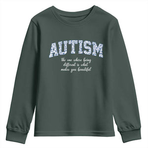 Autism Acceptance Youth Sweatshirt Autistic Acceptance Inspirational TS14 Dark Forest Green Print Your Wear