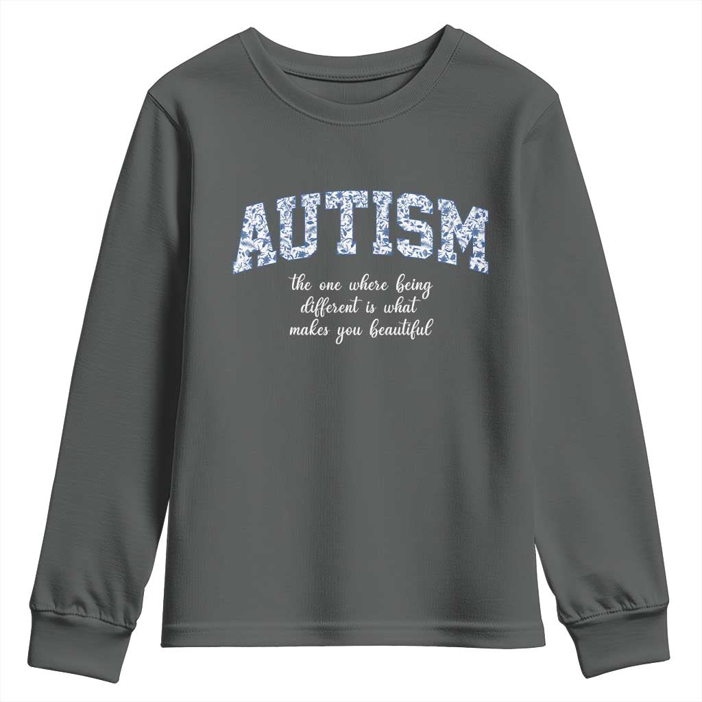 Autism Acceptance Youth Sweatshirt Autistic Acceptance Inspirational TS14 Dark Heather Print Your Wear