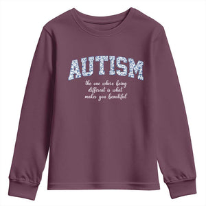 Autism Acceptance Youth Sweatshirt Autistic Acceptance Inspirational TS14 Maroon Print Your Wear