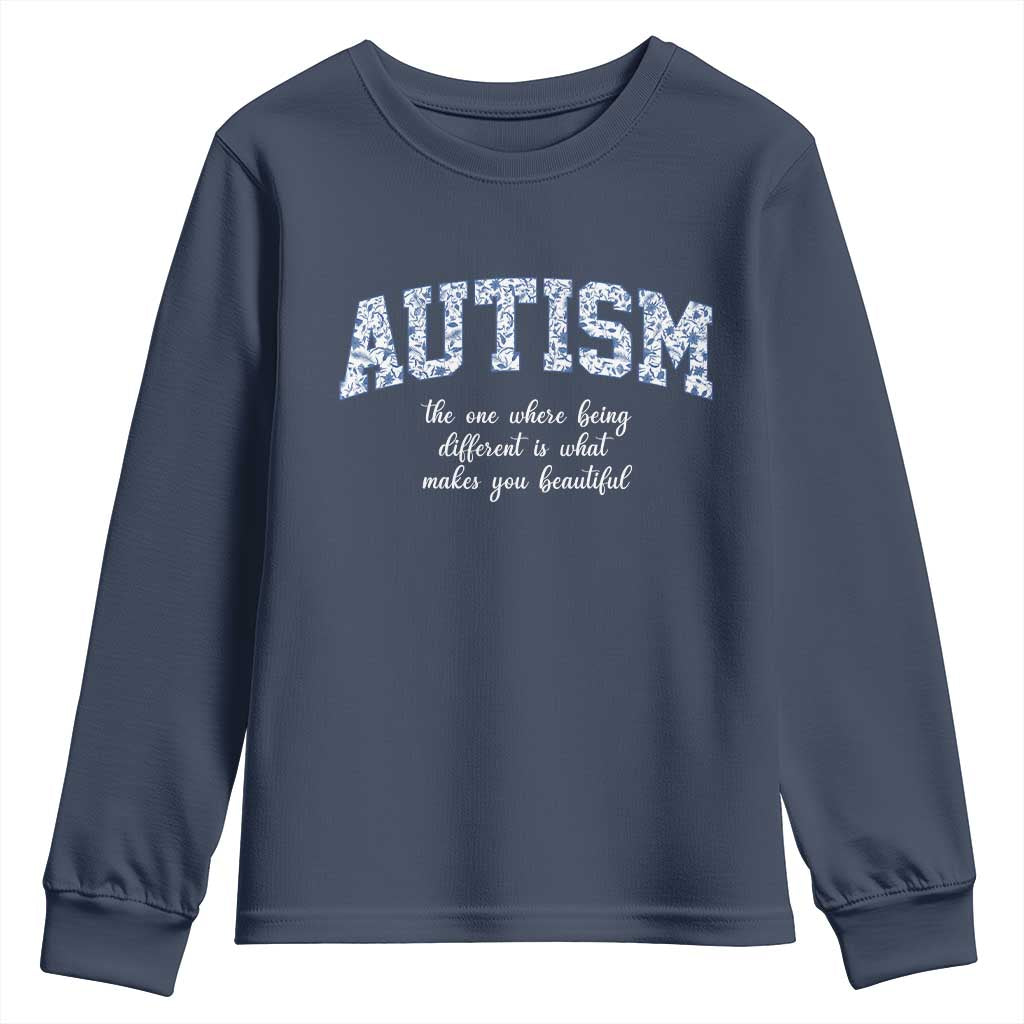 Autism Acceptance Youth Sweatshirt Autistic Acceptance Inspirational TS14 Navy Print Your Wear