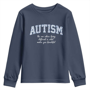 Autism Acceptance Youth Sweatshirt Autistic Acceptance Inspirational TS14 Navy Print Your Wear