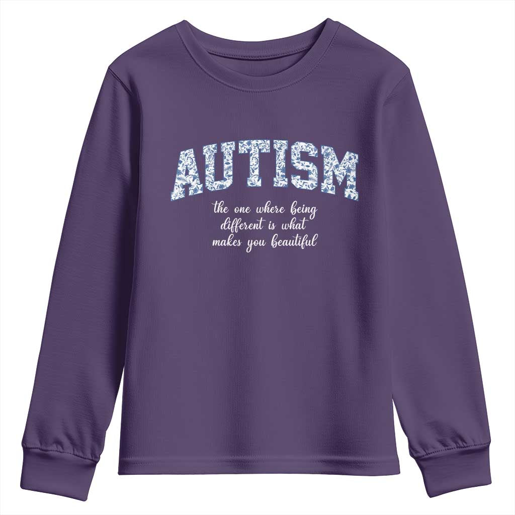Autism Acceptance Youth Sweatshirt Autistic Acceptance Inspirational TS14 Purple Print Your Wear
