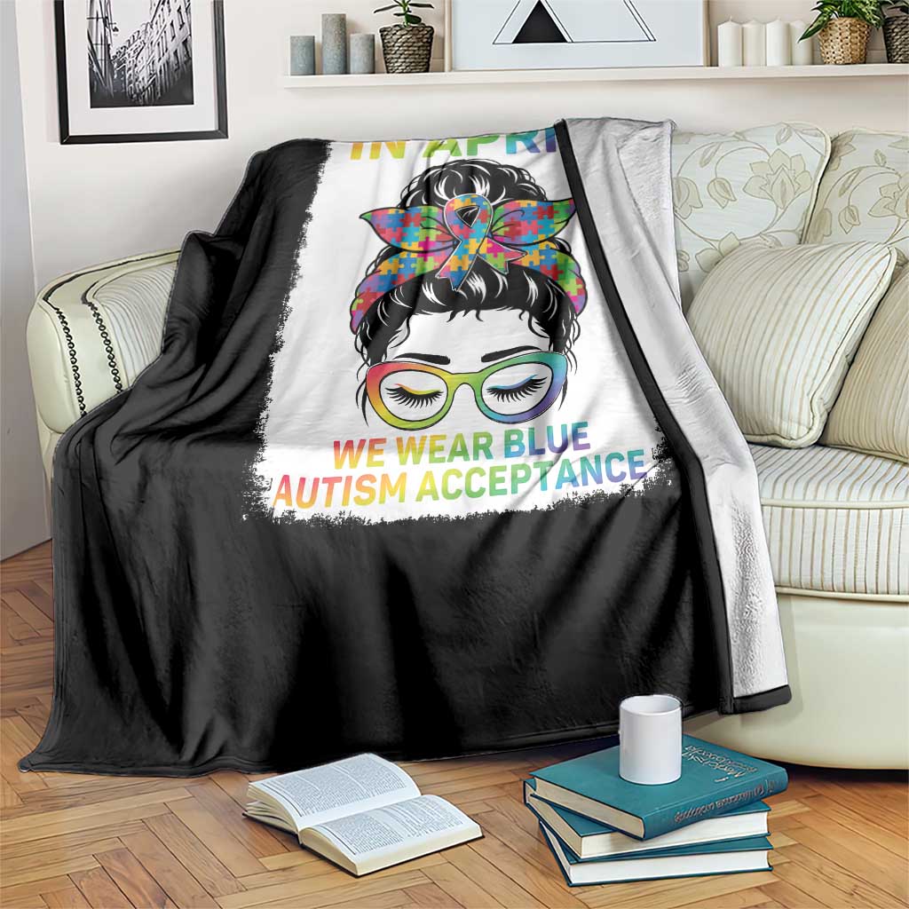 Autism Acceptance Throw Blanket Neurodivergent Support Messy Bun Ribbon Puzzle TS14 Print Your Wear