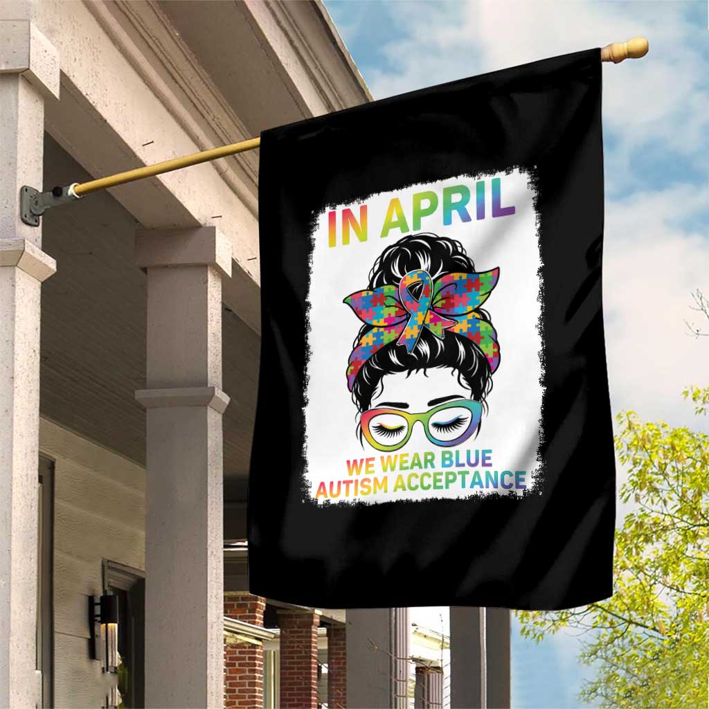 Autism Acceptance Garden Flag Neurodivergent Support Messy Bun Ribbon Puzzle TS14 Print Your Wear