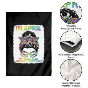 Autism Acceptance Garden Flag Neurodivergent Support Messy Bun Ribbon Puzzle TS14 Print Your Wear