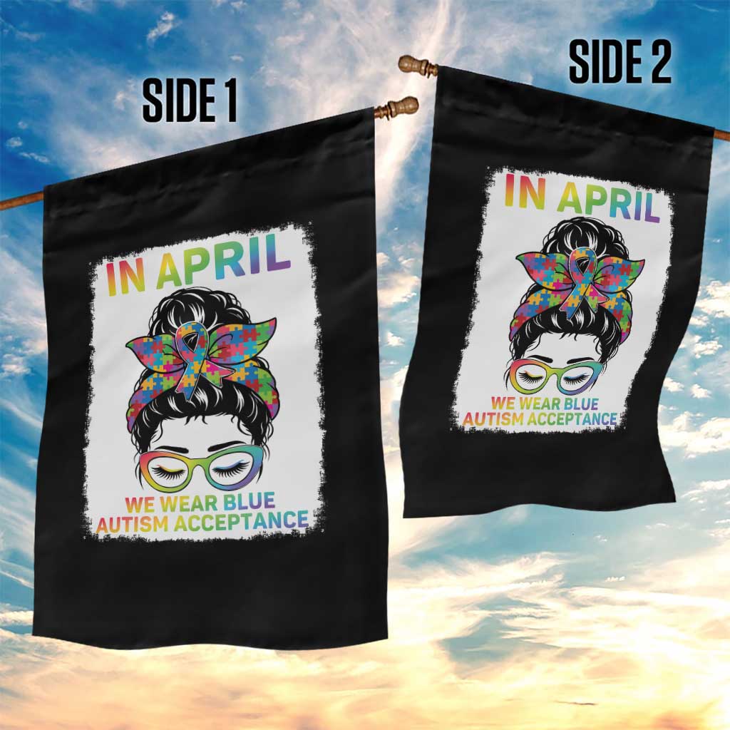 Autism Acceptance Garden Flag Neurodivergent Support Messy Bun Ribbon Puzzle TS14 Print Your Wear