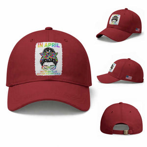Autism Acceptance Baseball Cap Neurodivergent Support Messy Bun Ribbon Puzzle TS14 Baseball Cap Universal Fit Cherry Red Print Your Wear