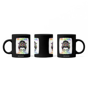 Autism Acceptance Coffee Mug Neurodivergent Support Messy Bun Ribbon Puzzle TS14 Print Your Wear