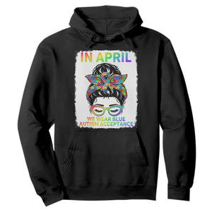 Autism Acceptance Hoodie Neurodivergent Support Messy Bun Ribbon Puzzle TS14 Black Print Your Wear