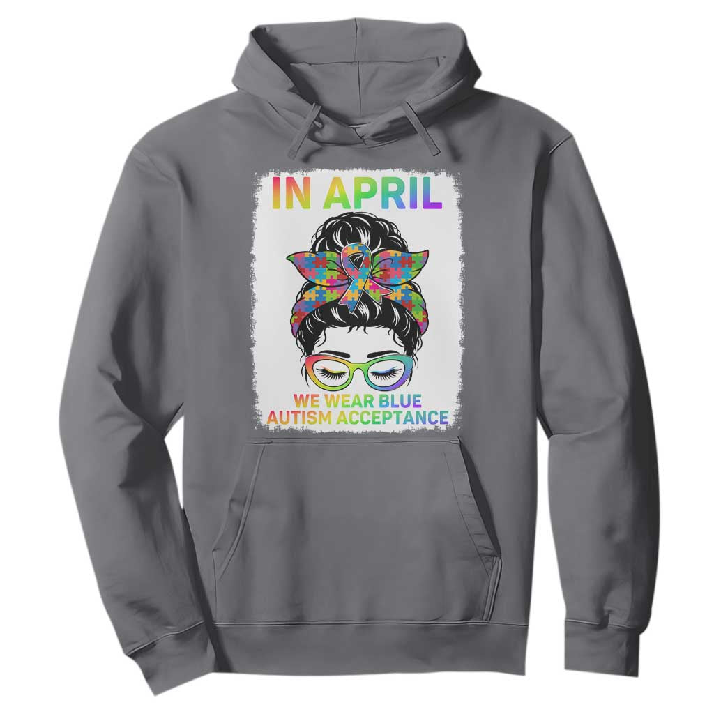 Autism Acceptance Hoodie Neurodivergent Support Messy Bun Ribbon Puzzle TS14 Charcoal Print Your Wear