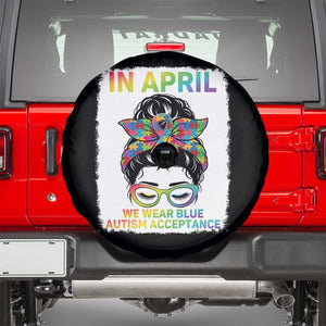 Autism Acceptance Spare Tire Cover Neurodivergent Support Messy Bun Ribbon Puzzle TS14 Black Print Your Wear