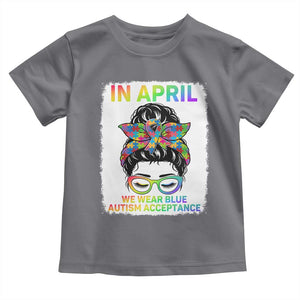 Autism Acceptance Toddler T Shirt Neurodivergent Support Messy Bun Ribbon Puzzle TS14 Charcoal Print Your Wear