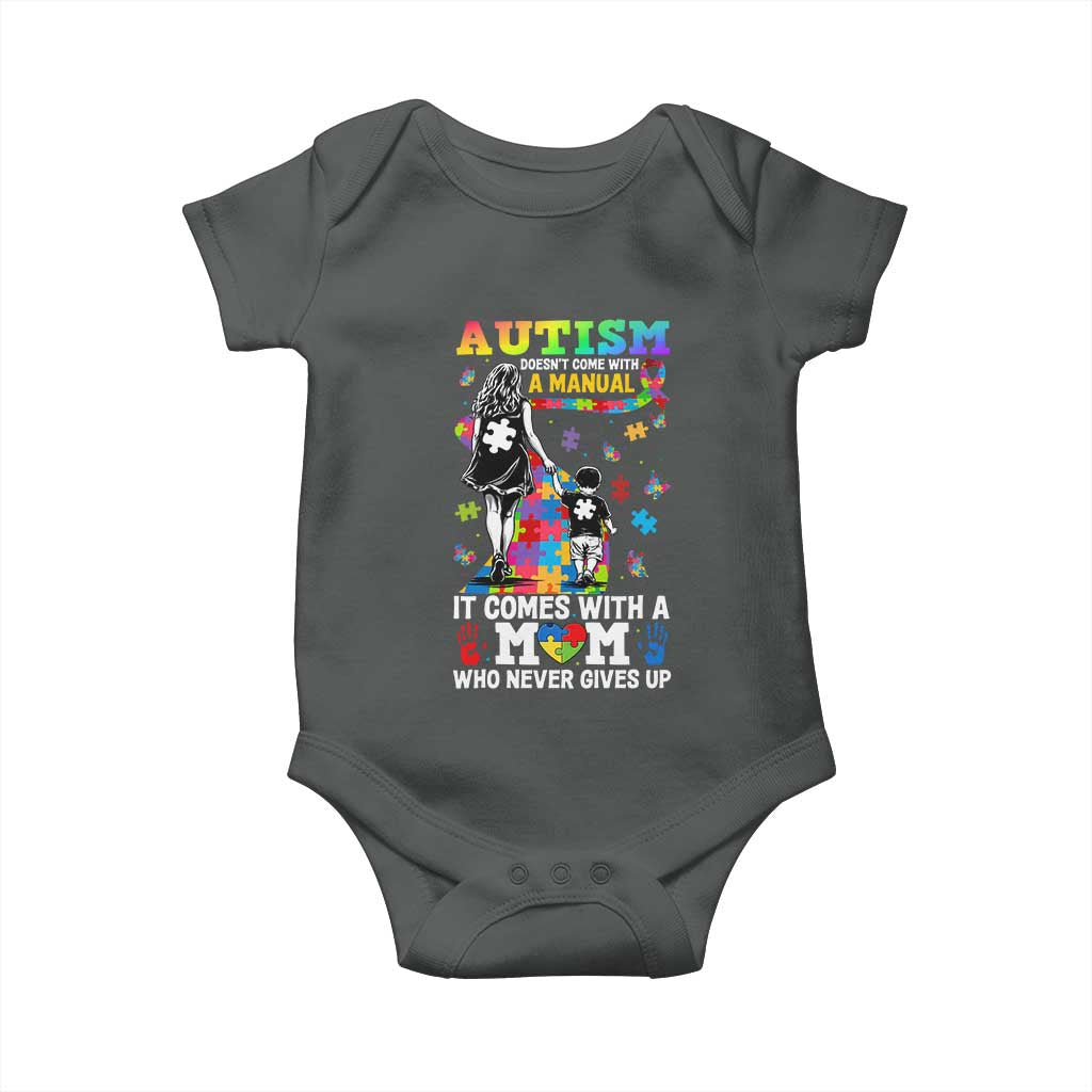 Autism Acceptance Baby Onesie Doesn't Come with a Manual Autism Mom TS14 Dark Heather Print Your Wear