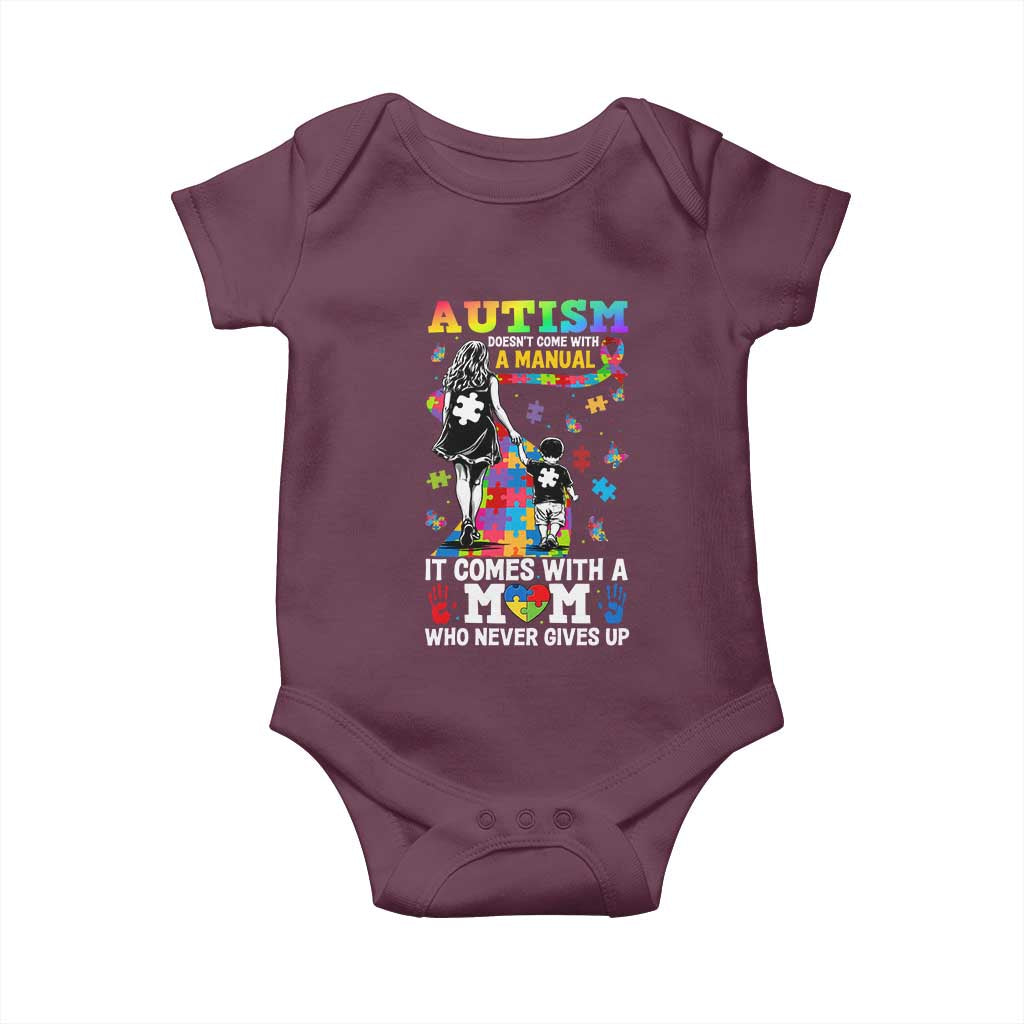 Autism Acceptance Baby Onesie Doesn't Come with a Manual Autism Mom TS14 Maroon Print Your Wear