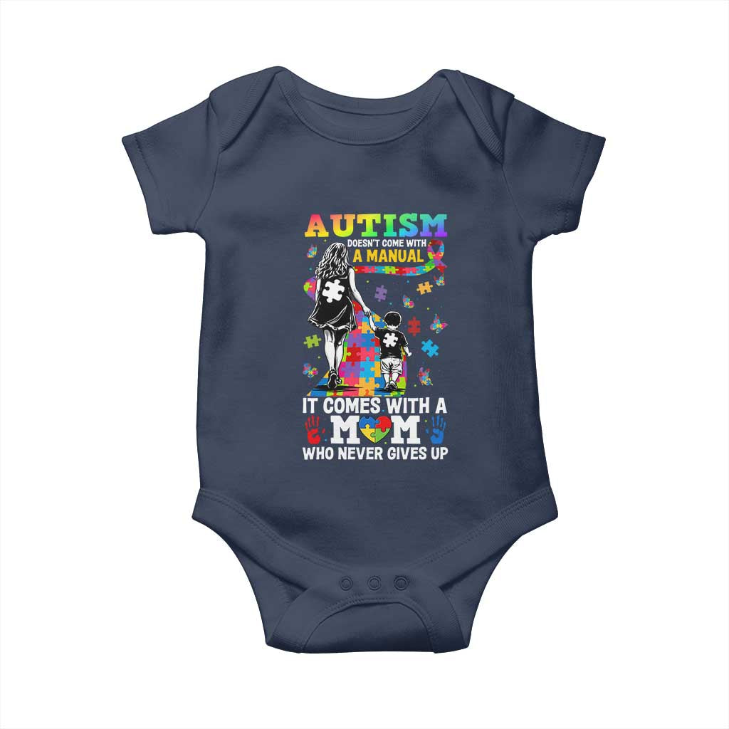 Autism Acceptance Baby Onesie Doesn't Come with a Manual Autism Mom TS14 Navy Print Your Wear