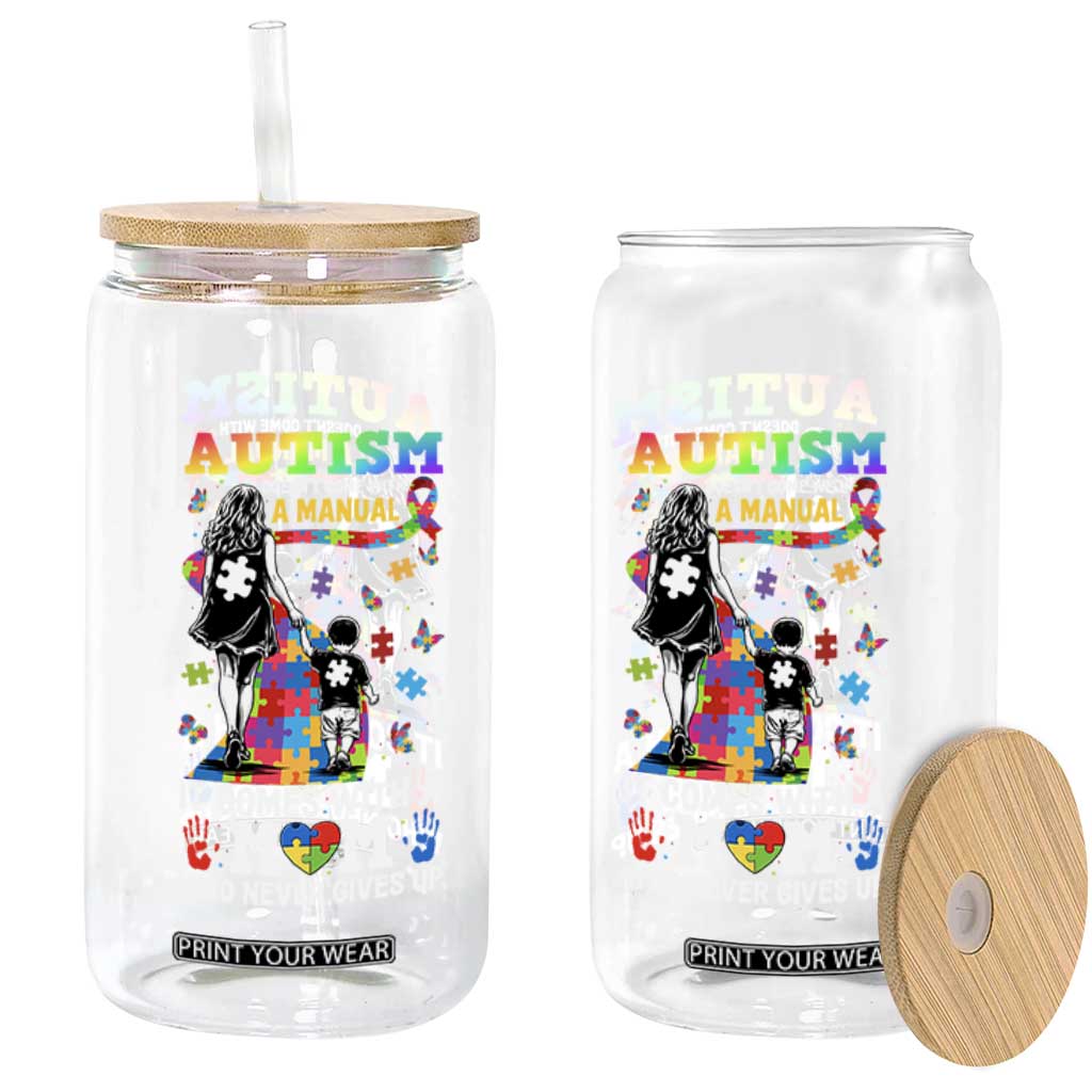 Autism Acceptance Glass Can Doesn't Come with a Manual Autism Mom TS14 Print Your Wear