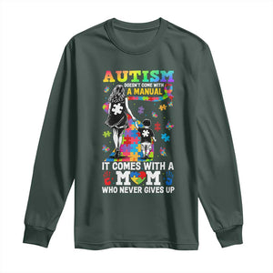 Autism Acceptance Long Sleeve Shirt Doesn't Come with a Manual Autism Mom TS14 Dark Forest Green Print Your Wear