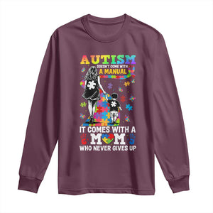 Autism Acceptance Long Sleeve Shirt Doesn't Come with a Manual Autism Mom TS14 Maroon Print Your Wear