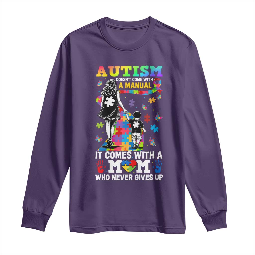 Autism Acceptance Long Sleeve Shirt Doesn't Come with a Manual Autism Mom TS14 Purple Print Your Wear