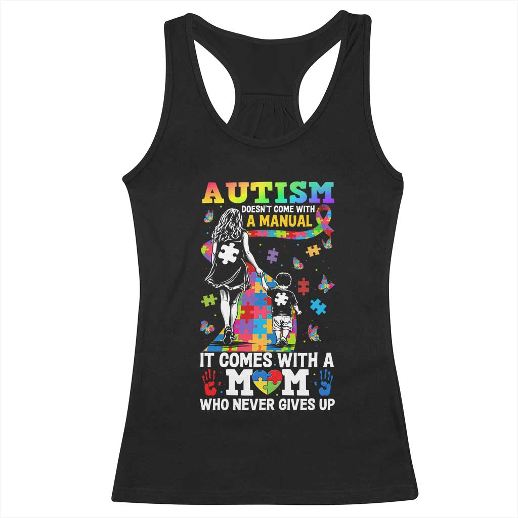 Autism Acceptance Racerback Tank Top Doesn't Come with a Manual Autism Mom TS14 Black Print Your Wear