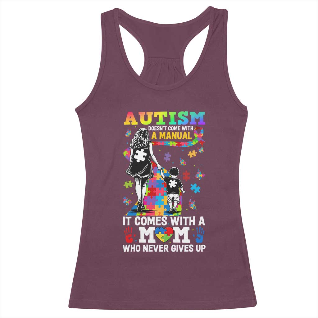 Autism Acceptance Racerback Tank Top Doesn't Come with a Manual Autism Mom TS14 Maroon Print Your Wear