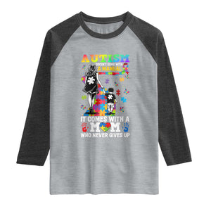 Autism Acceptance Raglan Shirt Doesn't Come with a Manual Autism Mom TS14 Heather Gray Heather Charcoal Print Your Wear