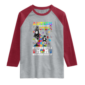 Autism Acceptance Raglan Shirt Doesn't Come with a Manual Autism Mom TS14 Heather Gray Heather Red Print Your Wear