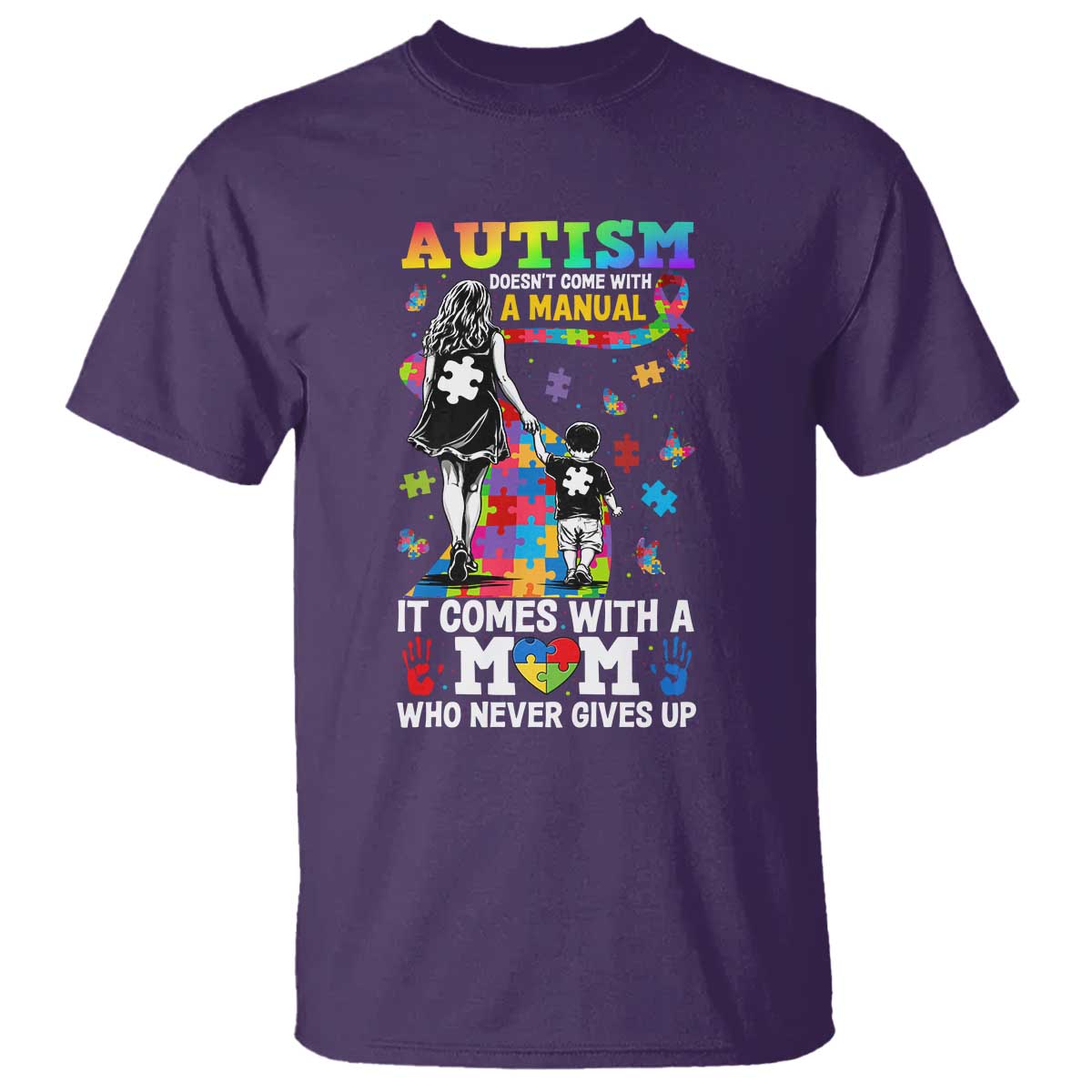 Autism Acceptance T Shirt Doesn't Come with a Manual Autism Mom TS14 Purple Print Your Wear