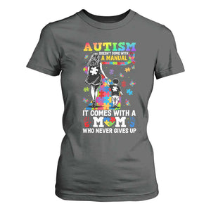 Autism Acceptance T Shirt For Women Doesn't Come with a Manual Autism Mom TS14 Dark Heather Print Your Wear