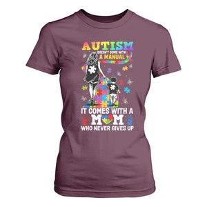 Autism Acceptance T Shirt For Women Doesn't Come with a Manual Autism Mom TS14 Maroon Print Your Wear