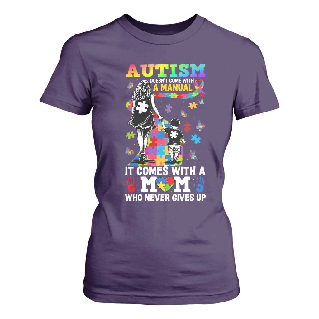 Autism Acceptance T Shirt For Women Doesn't Come with a Manual Autism Mom TS14 Purple Print Your Wear