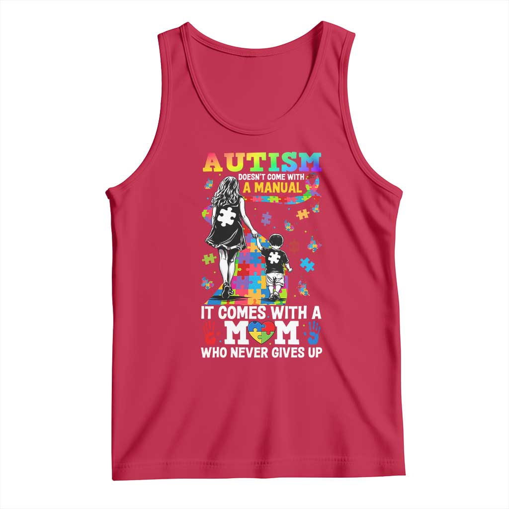 Autism Acceptance Tank Top Doesn't Come with a Manual Autism Mom TS14 Red Print Your Wear