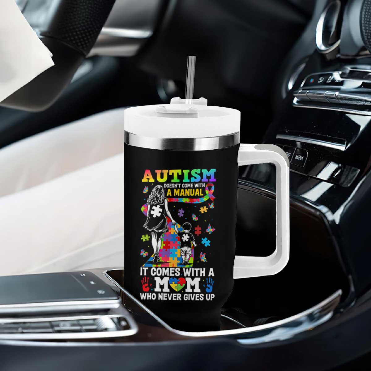 Autism Acceptance Tumbler With Handle Doesn't Come with a Manual Autism Mom TS14 Print Your Wear