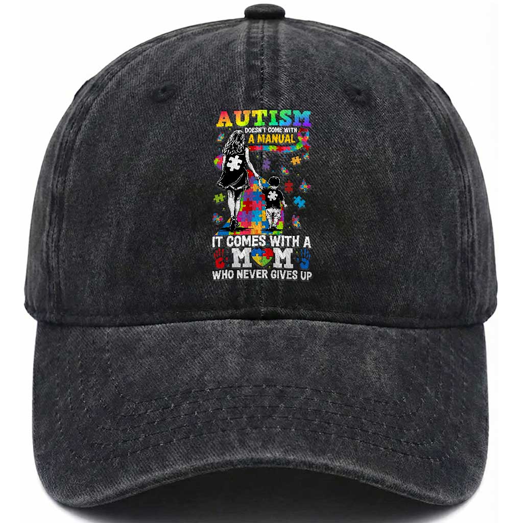 Autism Acceptance Washed Cotton Baseball Cap Doesn't Come with a Manual Autism Mom TS14 Print Your Wear