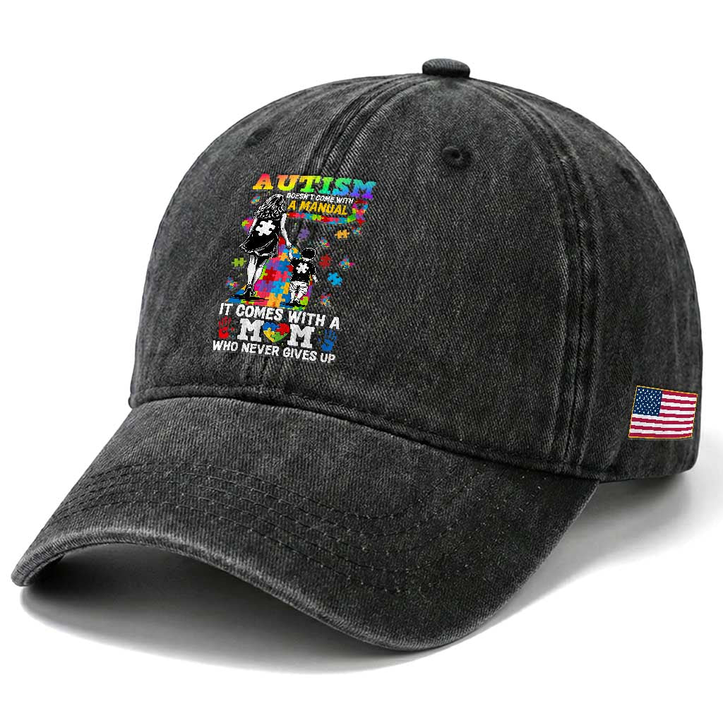Autism Acceptance Washed Cotton Baseball Cap Doesn't Come with a Manual Autism Mom TS14 Print Your Wear