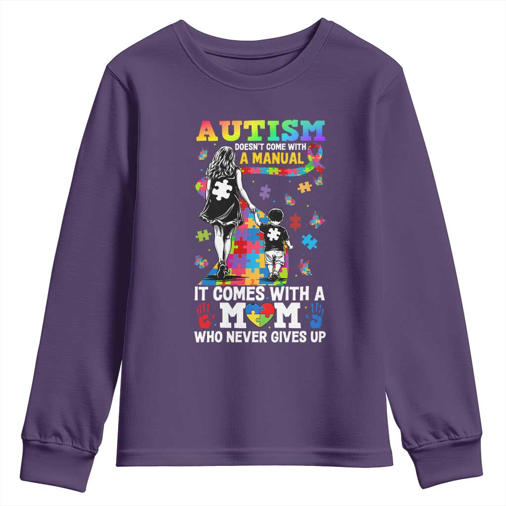 Autism Acceptance Youth Sweatshirt Doesn't Come with a Manual Autism Mom TS14 Purple Print Your Wear