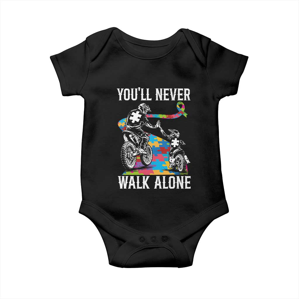 Autism Acceptance Baby Onesie Autism Dad Motocross Rider Father Son Support TS14 Black Print Your Wear